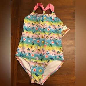 Emoji Girls One Piece Swimsuit Size 10 NWT